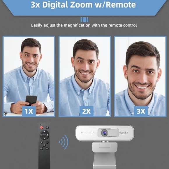 2K QHD Webcam with Remote - Silver - Picture 4 of 6